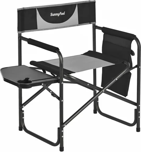 Miniatura 9 de SUNNYFEEL Silla de Director de Camping Extragrande, Sillas de Jardín Plegables Portátiles para Adultos de Servicio Pesado con Mesa Lateral, Bolsillo
