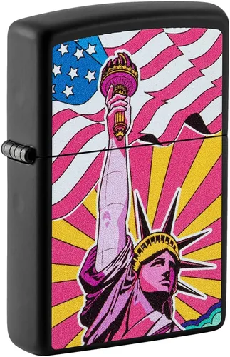 Miniatura 12 de Zippo encendedores con la bandera de EE. UU. Cromado