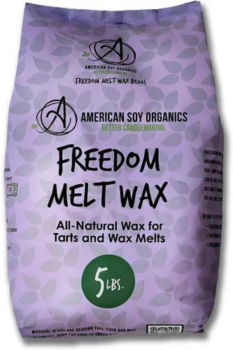 American Soy Organics - Perlas de cera de soja Freedom para hacer velas - Suministros naturales para fabricar velas - Cera de soja libre de parafina