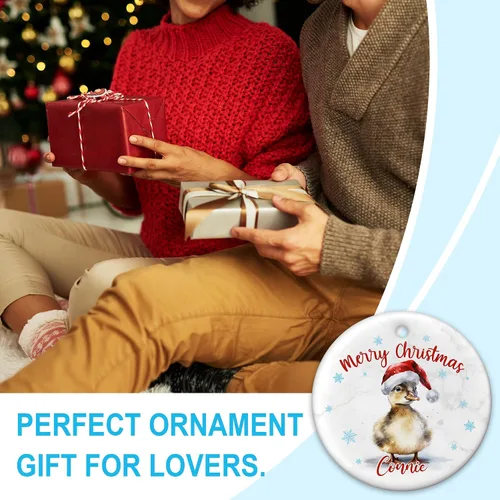 Miniatura 3 de Hyturtle Adorno de Navidad personalizado para amantes de los patos, adorno de cerámica con nombre personalizado de pato – Lindo regalo para amantes