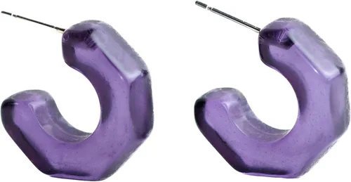 Miniatura 7 de Leetie Lovendale Gracie Hugger - Aretes de aro hipoalergénicos para mujer, hechos con acero quirúrgico y Lucite, ligeros y cómodos, hechos a mano