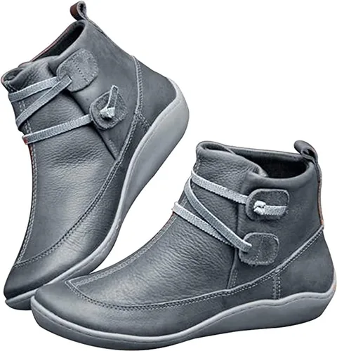 Miniatura 30 de Ladmiple Botas de tobillo para mujer, sin tacón, casual, con cremallera lateral, botas cortas vaqueras occidentales, zapatos para caminar V-Caqui