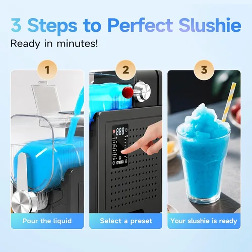 Miniatura 7 de SYINTAO Máquina de helados 2 en 1 para hacer helados de servicio suave y granizado, máquina de bebidas congeladas sin necesidad de hielo