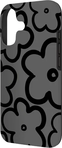Miniatura 2 de Cute Flower Pattern Wildflower Charcoal Grey Black Floral Case for iPhone 17