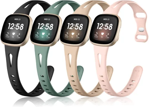 Ouwegaga Compatible con correas Fitbit Sense 2 y Versa 4 para mujer, correa deportiva delgada de silicona suave con orificios de aire transpirables,