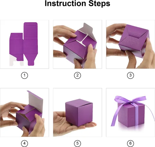 Miniatura 7 de KPOSIYA - 70 Cajas para recuerdos, 2x2x2 pulgadas, cajas de dulces rosas con lazos para decoraciones de boda, baby shower, suministros para fiestas