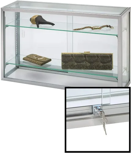 SSWBasics vitrina para encimera, 18 pulgadas de alto x 8 pulgadas de profundidad x 30 pulgadas de largo (cerradura incluida), cristal elegante