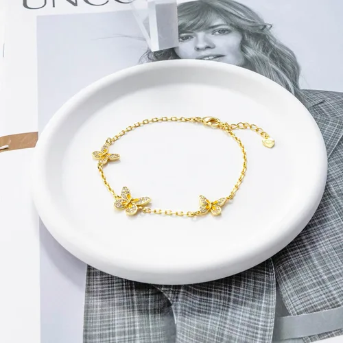 Miniatura 3 de Clufantric Pulsera de mariposa para mujeres y niñas, chapada en oro de 18 quilates con circonita cúbica, regalo de joyería para mujer, madre