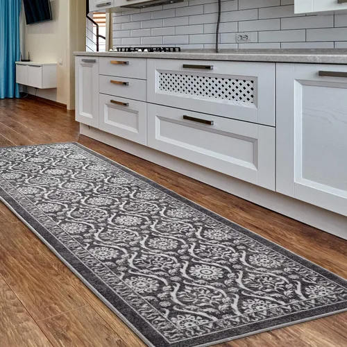 Miniatura 17 de Antep Rugs - Alfombras antideslizantes (antideslizante) 2 x 5 con parte trasera de goma floral geométrica de bajo perfil para cocinas