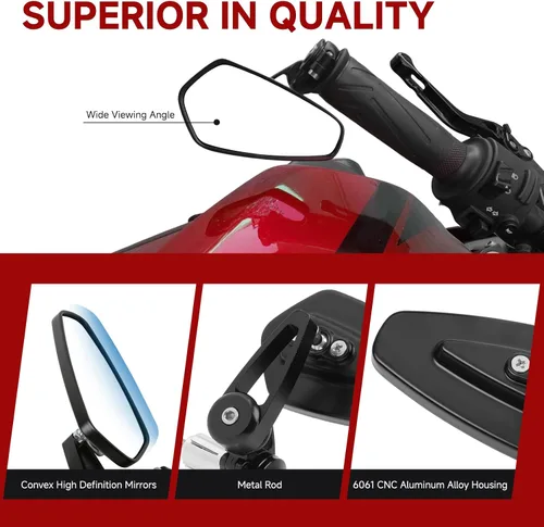 Miniatura 5 de Rich Choices Universal Espejos Retrovisores Negros para Motocicleta de 22mm 7/8'' de Extremo de Manillar GROM MSX125 CB500F Z125 pro Z650 Z750 Z800