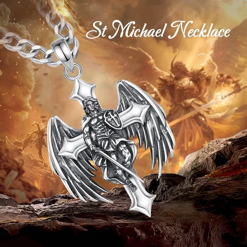 Miniatura 51 de CELESTIA Medallas de plata de ley 925 San Miguel/San Cristóbal/San Benito/San Gabriel/Virgen María/Jesús/Caravaca/Metatrón/Sello de los Siete