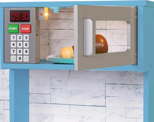 Miniatura 9 de Lil' Jumbl Set de Cocina Infantil, Cocina de Madera de Juguete, Heladera con Hielo Operada a Batería y Microondas con Sonido Realista, Incluye Ollas