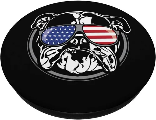 Miniatura 2 de Funny orgulloso Bulldog patriótica perro regalo – popsockets agarre y soporte para teléfonos y tabletas, Negro