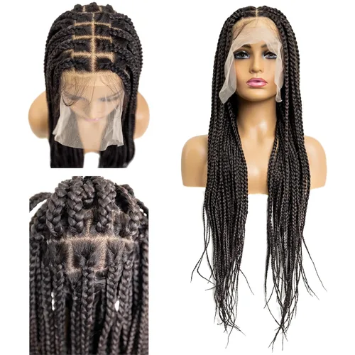 Miniatura 15 de PIB Peluca de encaje completo individual de 12 pulgadas, diseño de Passion Twist con raya cuadrada, pelucas trenzadas sin nudos para mujeres negras
