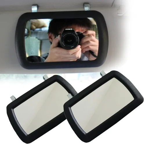 Paquete de 2 Espejos de Visera con Clip, Espejo de Visera de Sol para Coche Espejo de Tocador HD Espejo Cosmético con Protección Solar con Clips en