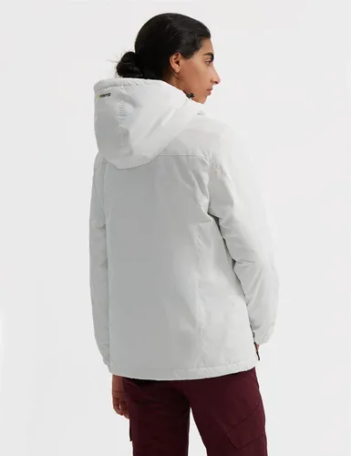 Miniatura 4 de GEMYSE Chaqueta impermeable de esquí de montaña para mujer, chaqueta de lluvia resistente al viento