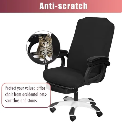 Miniatura 3 de SARAFLORA Paquete de 2 fundas para sillas de oficina, fundas elásticas para sillas de escritorio, fundas extraíbles para silla de oficina con Negro
