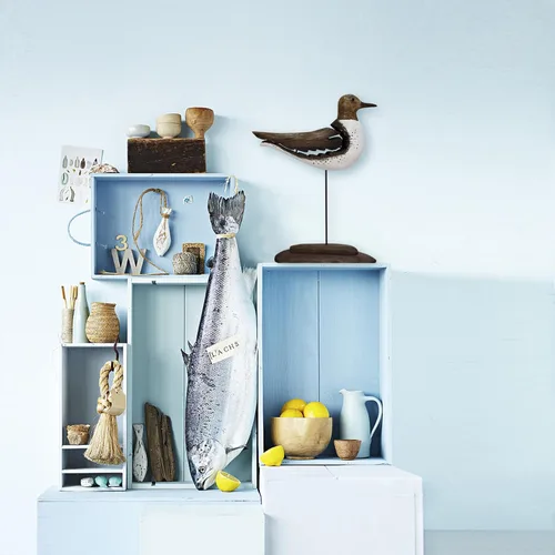 Miniatura 6 de Estatua de pájaro marino de madera, gaviota en el soporte, escultura náutica de aves costeras, para interiores y exteriores, figura de animales