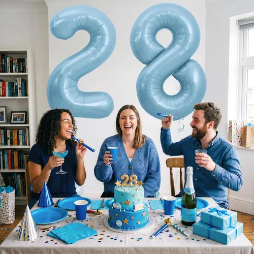 Miniatura 6 de TONIFUL 40 Inch Pastel Blue Number 8 Foil Balloons Large Mylar Foil Digital 8 Balloons for 8th Birthday, Gender Neutral Party, Baby Shower, Oro rosa