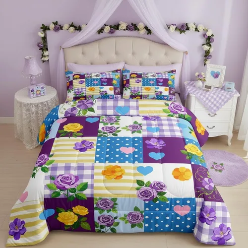 Miniatura 38 de Castle Fairy Rose Lipstick Bedding Set Elegant Quilted Comforter Set Twin Size,Women Cosmetic Duvet Insert with 1 Pillow Sham for Kids Boys Girls