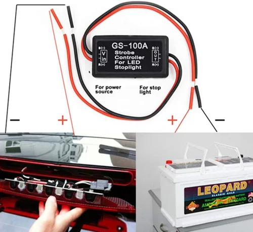 Miniatura 4 de Módulo de intermitente controlador estroboscópico de flash de 12 V-24 V para 3ª lámpara de freno LED lámpara de freno trasera (paquete de 1)