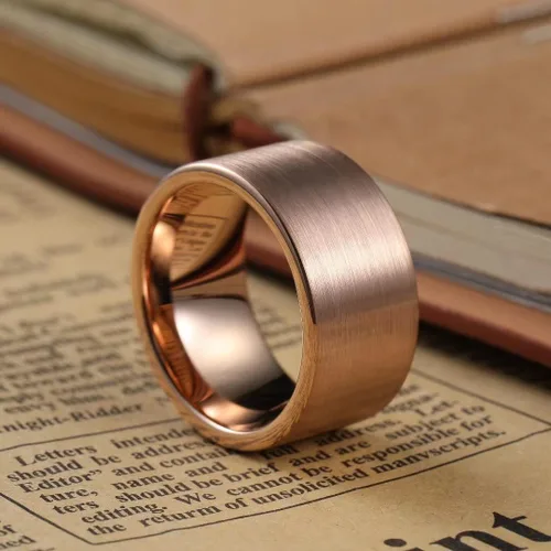 Miniatura 3 de King Will Glory 6mm8mm10mm12mm 18K Rose Gold Tungsten Carbide Wedding Band Ring Pipe Cut Brushed FinishLine Grooved Dome for Unisex Comfort Fit