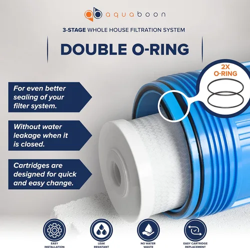 Miniatura 4 de Sistema de filtro de agua de 3 etapas para toda la casa de 20 x 4,5 pulgadas con llave, soporte, medidor y botones de liberación Filtros de agua