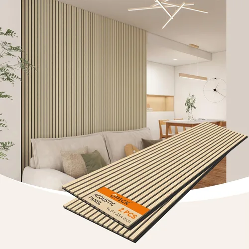 Miniatura 18 de Upick Paneles de pared acústicos de MDF, paquete de 5 paneles de madera de listones 3D de 3.9 x 4.7 pulgadas para pared, paneles insonorizados