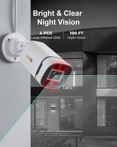 Miniatura 9 de 8 canales H.265+ 3K Lite sistema de cámara de seguridad CCTV con cable con detección de humanos y vehículos, 4 cámaras de vigilancia IP68 5MP