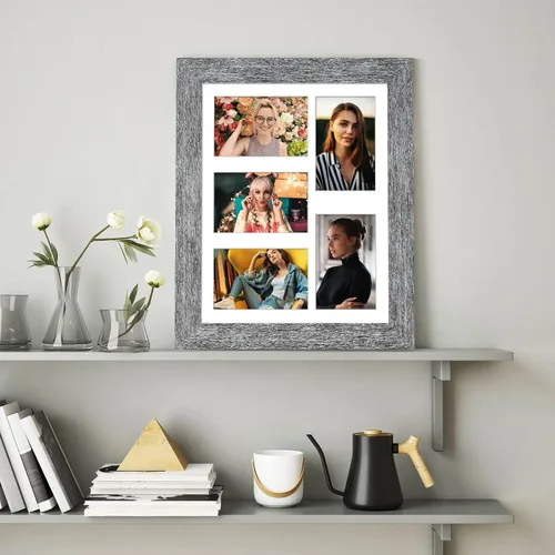 Miniatura 63 de Marcos de Fotos Collage de 13.5X15.5 con 7 Aberturas para Fotos de 4X6, Marco de Fotos Múltiples con Paspartú para Decoración de Pared, Grano
