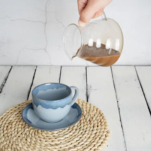 Miniatura 5 de Bosmarlin Juego de 2 Tazas de Capuchino de Cerámica con Platillo, 10 Oz, Tazas de Café para Café con Leche, Espresso, Té, Aptas para Lavavajillas