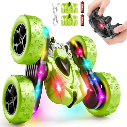 Miniatura 10 de Auto de Acrobacias con Control Remoto 4WD 360° Flip RC de Doble Cara, Barra de Luces LED, Batería Modular USB-C, 2.4 GHz, Juguete al Aire Libre