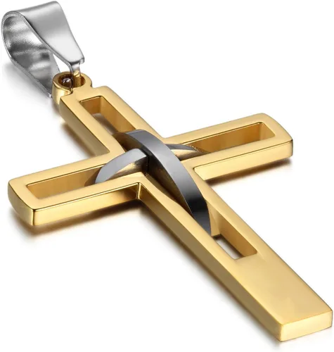 Miniatura 13 de OIDEA Cross Pendant Necklace for Men Women: High Polish Hollow Openwork Stainless Steel Cross Chain Mens Jewelry Gifts