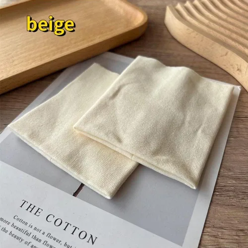 Miniatura 2 de 1 par de tela de algodón elástico de punto fino acanalado para camisas, tops coser, bricolaje (beige, 1 par)