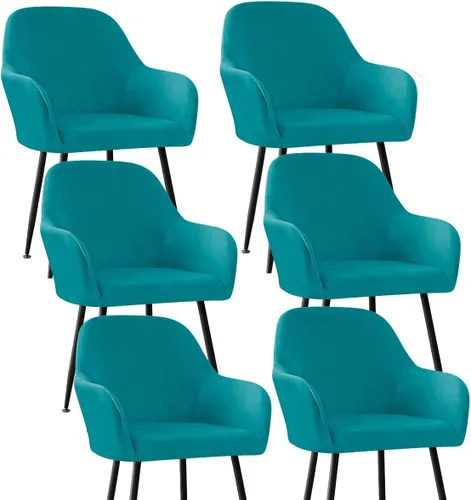 Miniatura 36 de Fundas protectoras de terciopelo elástico para sillas de comedor con brazos y respaldo curvado pequeño, juego de 6/4/2 para cocina, oficina, hogar
