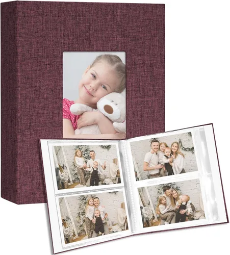 Miniatura 30 de Vienrose Álbum de fotos pequeño de 4 x 6 pulgadas, paquete de 2 mini libros de fotos con cubierta de lino, 26 páginas con capacidad para 52 Azul