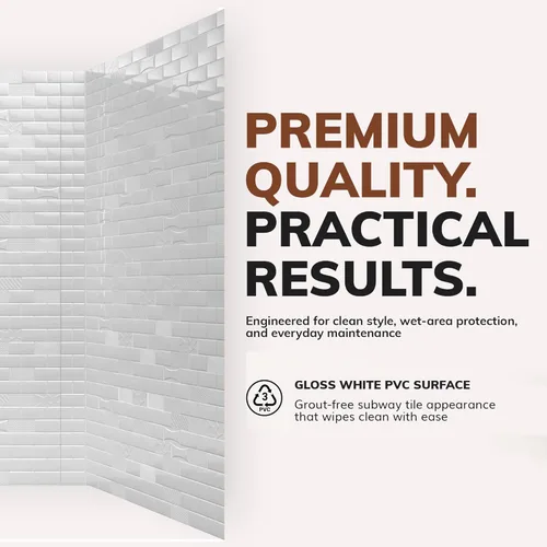 Miniatura 8 de From Plain To Beautiful In Hours Versa Tile - Paneles de pared para bañera y ducha Surround - Blanco brillante Blanco satinado
