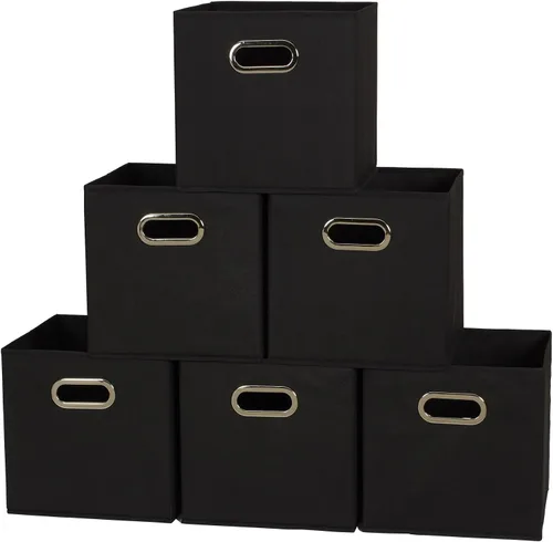 Miniatura 16 de Household Essentials Cubos de Almacenamiento de Tela Plegables Paquete de 6 – 11x11x11 Contenedores No Tejidos Apilables con Lados de Cartón