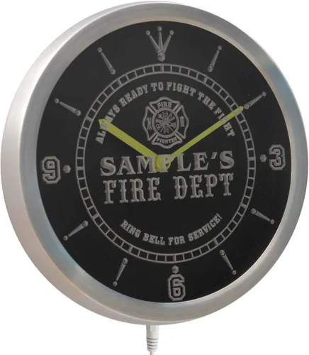 Miniatura 2 de ADVPRO ncqy-tm - Reloj de pared LED personalizado con letrero de neón para bomberos