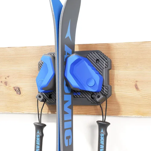 Miniatura 16 de Estante de pared de esquí y snowboard para garaje, se adapta a cualquier tabla, soportes de montaje en pared, almacenamiento sin daños, organizador
