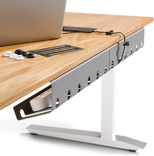 PAMO Organizador de cables debajo del escritorio para un fácil montaje debajo de la mesa I Juego de 2 – con 10 bridas para cables I Organizador de