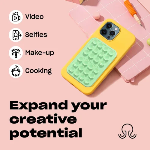 Miniatura 5 de OCTOBUDDY Classic MAX - Funda adhesiva de silicona con succión para teléfono - Manos libres, soporte de agarre fuerte para selfies y videos - Crema