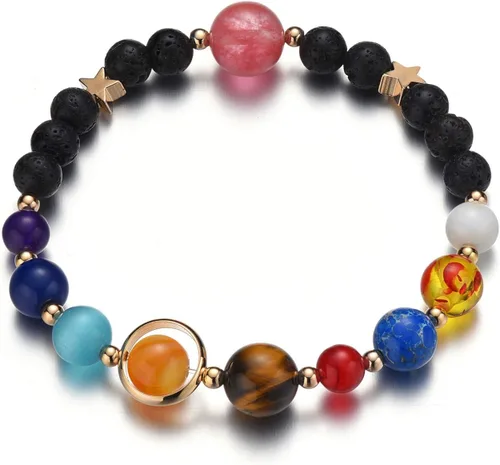 Miniatura 22 de Pulsera de cuentas de piedra para mujer, diseño de galaxia del universo de 8 planetas o 9 planetas en el sistema solar, pulseras de estrella