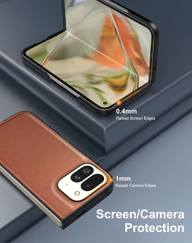 Miniatura 6 de Funda delgada de cuero para Pixel 9 Pro Fold (2024), sin protector de pantalla, soporte de carga inalámbrica, ultradelgada a prueba de golpes, funda