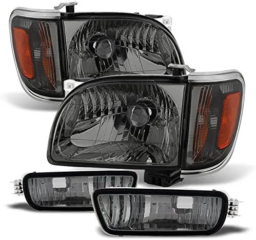 Miniatura 7 de AKKON - Para faros delanteros negros 01-04 Toyota Tacoma Pickup Truck Faros delanteros + Luces de señal de esquina Juego de 4 piezas