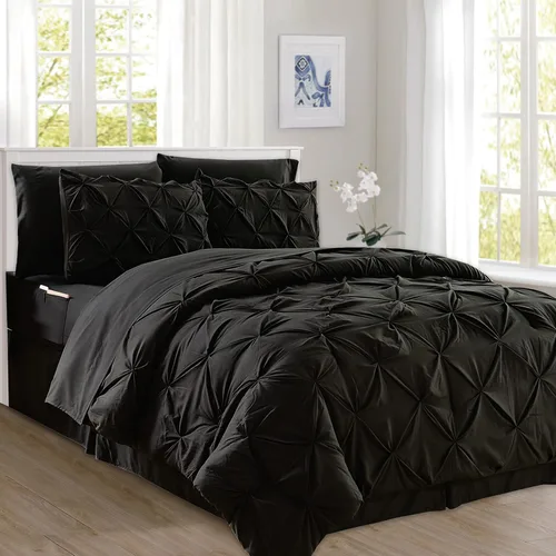 Elegant Comfort Juego de edredón con pliegues pinzados de 8 piezas - Cama completa en una bolsa para todas las estaciones, incluye juego de sábanas