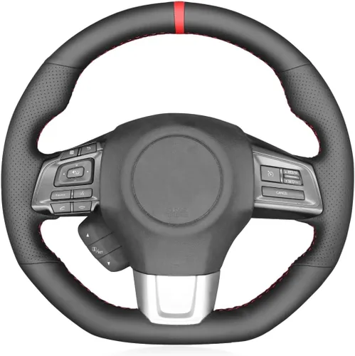 Miniatura 37 de MEWANT Funda de volante de automóvil transpirable cosida a mano para Subaru WRX 2015-2021 / WRX STI 2015-2021, accesorios para volante Subaru WRX