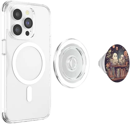 Miniatura 3 de Libros de lectura de fantasmas lindos para Halloween, bibliotecario, amantes de los libros, PopSockets MagSafe PopGrip para iPhone
