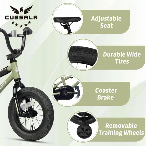 Miniatura 2 de cubsala Bicicleta para niños de 12, 14, 16, 18 pulgadas, estilo BMX, con ruedas de entrenamiento, freno para niños de 2 a 10 años, varios