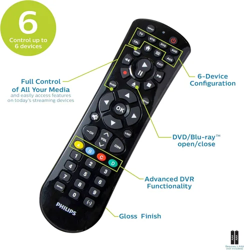 Miniatura 3 de Control remoto Philips universal, para Samsung 6 dispositivos Negro
